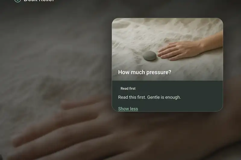 Massaging guide with illustrated hand techniques